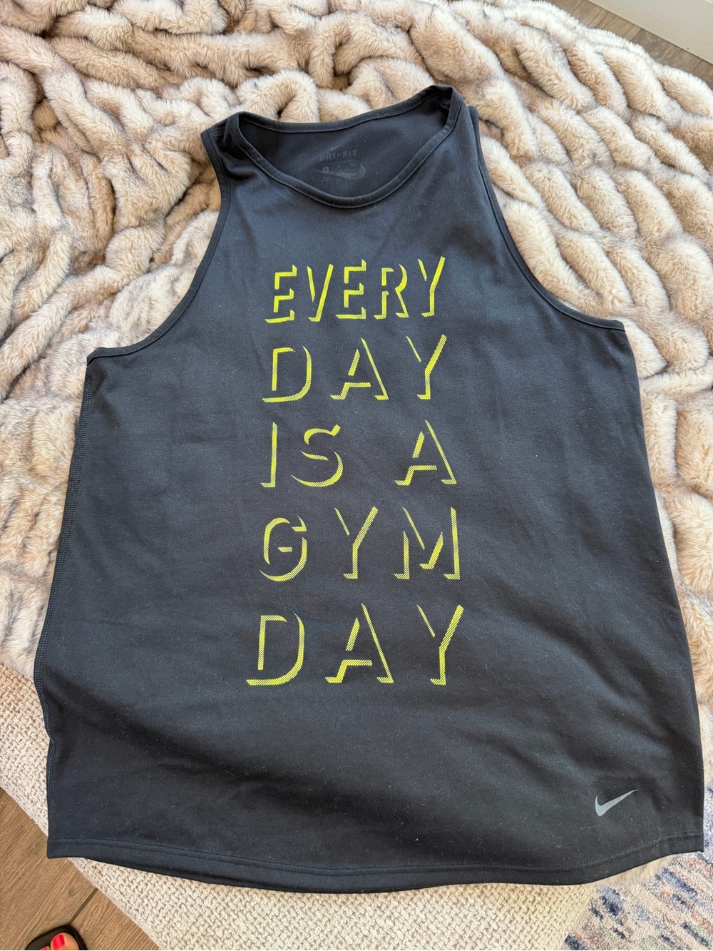 Nike Black Tank with Neon Green 'EVERY DAY IS A GYM DAY' Graphic
